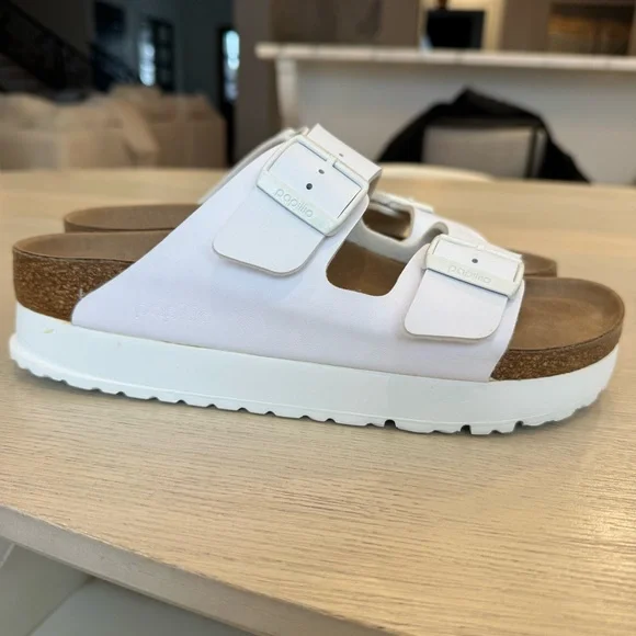 Birkenstock Papillio Arizona Flex Platform White Sandals 40 - Picture 7 of 12